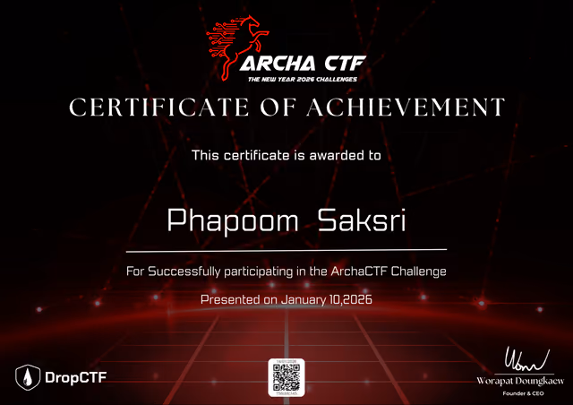 ArchaCTF certificate